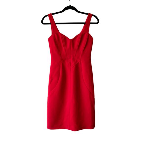 Black Halo Laura Mini Dress Scarlet Red Corset Bustier Sweetheart Cocktail SZ 0 - Picture 1 of 8